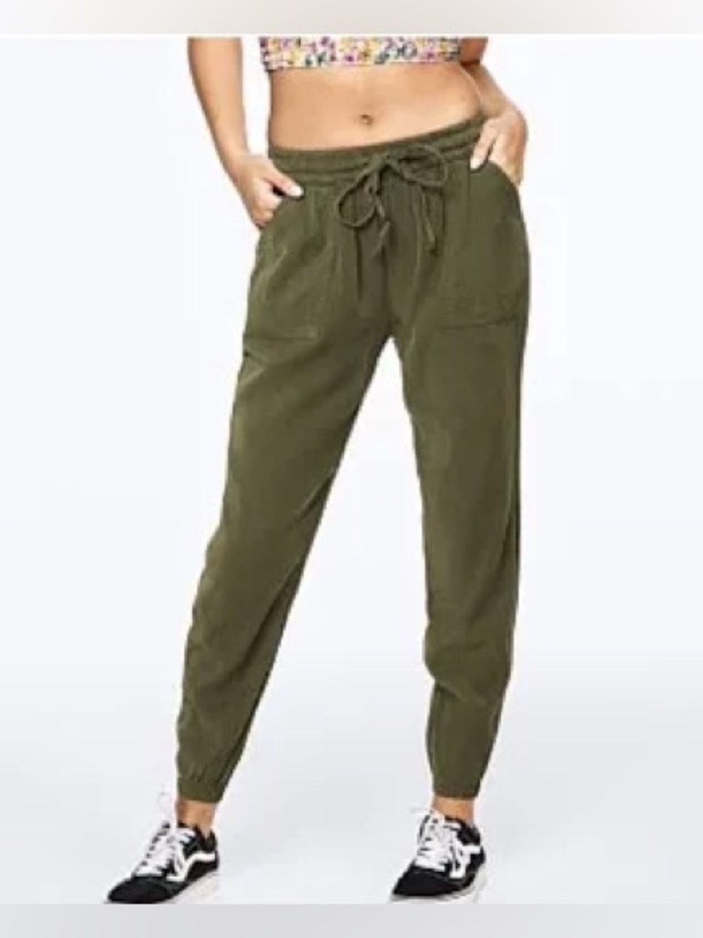 PINK Victoria's Secret Olive Green Drawstring Easy Joggers Lounge Pants M